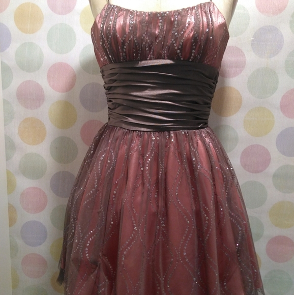 Coral bronze party dress Junior size 1/2 - Picture 3 of 7